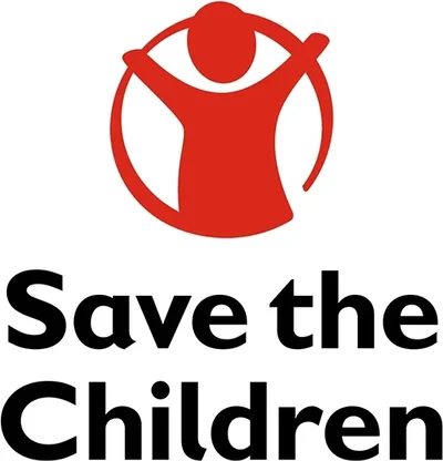Save the Children logo, a red figure with raised arms