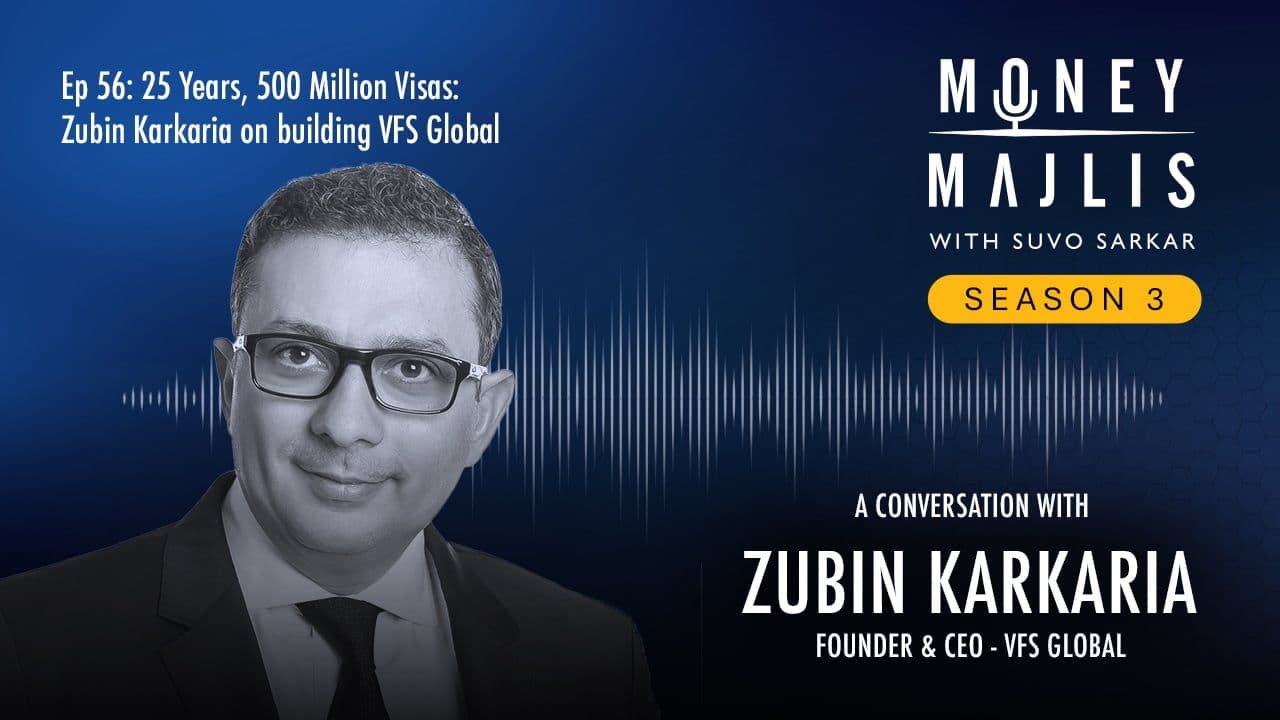 Ep 56: Building VFS Global - Season 3 cover art, a black and white photograph of Zubin Karkaria of VFS