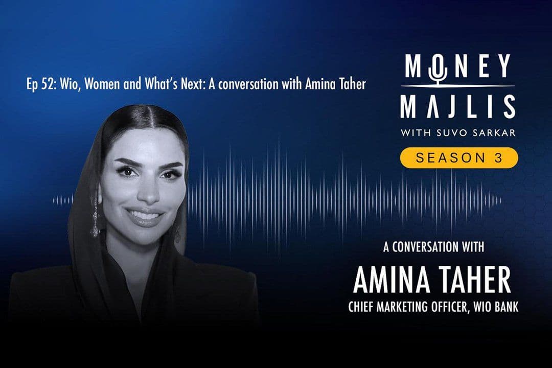 Ep 52: Wio, Women and What’s Next - Season 3 cover art, a black and white photograph of Amina Taher of Wio Bank