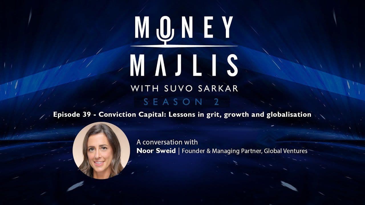 Ep 39: Conviction Capital - Season 2 cover art with a portrait of Noor Sweid of Global Ventures