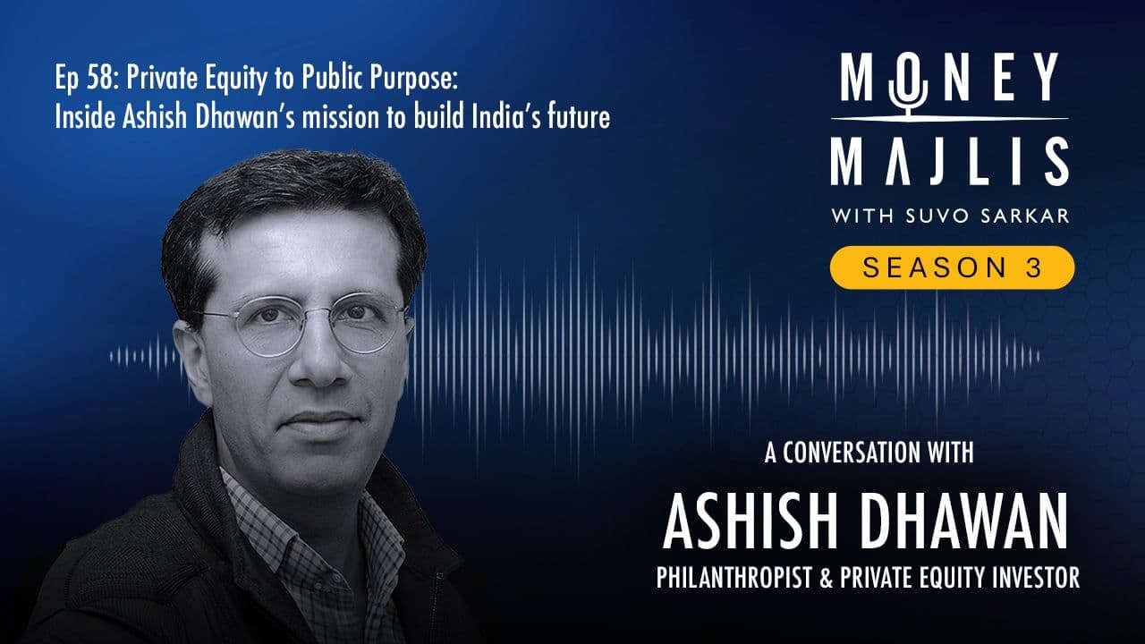 Ep 58: From Private Equity to Public Purpose - Season 3 cover art, a black and white photograph of Ashish Dhawan